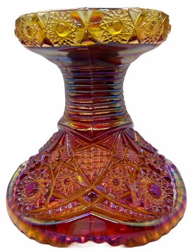 Vintage Indiana Glass Heirloom Pattern Sunset Red Carnival Punch Bowl Stand 5.2" - Picture 2 of 9