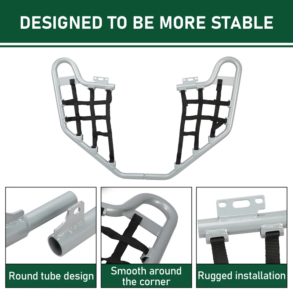 适用于本田 TRX 700XX 08-09 双脚凳 铝制 银色 Nerf 杆 带黑色网 — 第 3/4 张图片