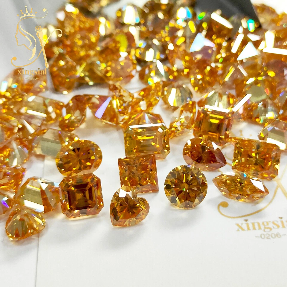 Champagne Color Moissanite Loose Stones VVS1 Fancy Cut 3EX Gemstone For Jewelry - Image 2 of 4