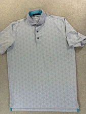 Greyson Short Sleeve Geometric Golf Polo Shirt (Men's Medium) Light Blue