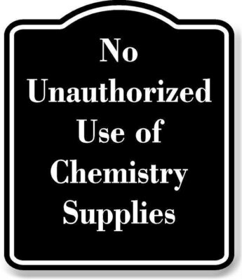 No Unauthorized Use of Chemistry Supplies BLACK Aluminum Composite Sign
