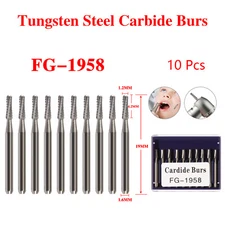 10Pcs Dental Round Carbide FG Burs for Dental Fast High Speed Handpiece FG1958