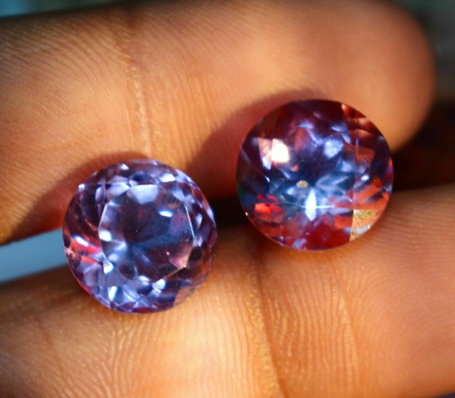 15 CT Brazilian Multi-color Alexandrite Loose Gemstone Pair Certified Round Cut 15 CT Brazilian Multi-color Alexandrite Loose Gemstone Pair Certified Round Cut