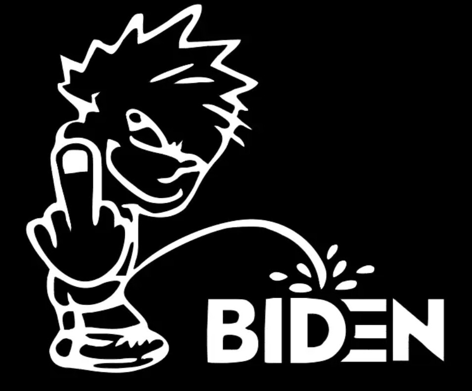 Calvin Piss On Joe Biden DieCut Vinyl Decal Window Sticker Car Truck