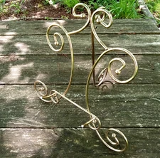 Vintage Large Ornate Brass/Gold Tone Heavy Metal Plate Book Display Stand Easel