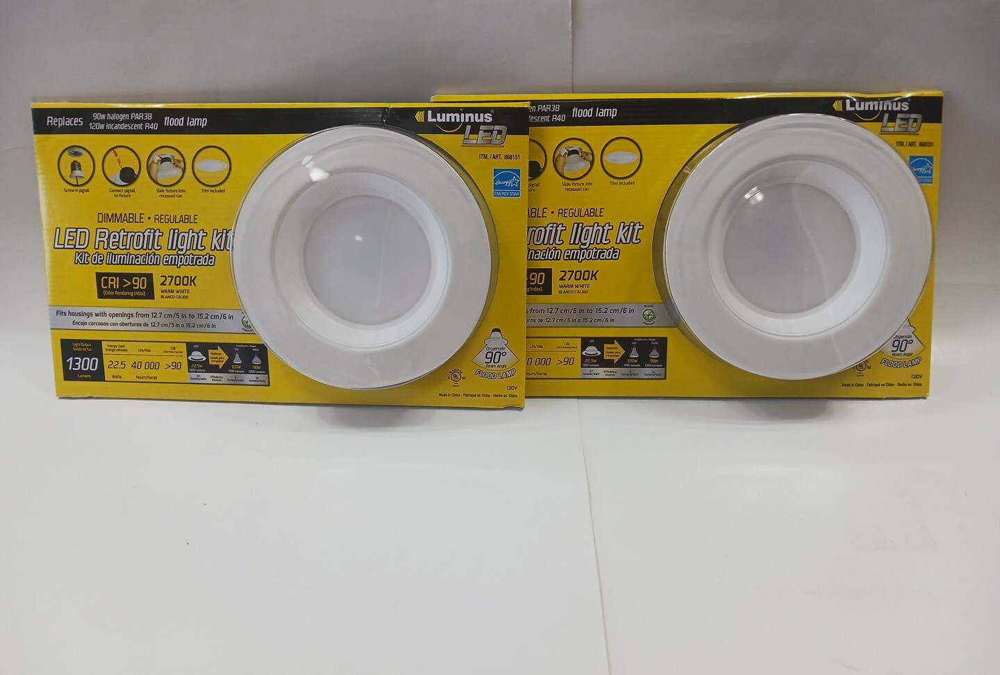 Lot 2 Luminus LED Dimmable Retrofit Light Kit 1300 Lumen Warm White