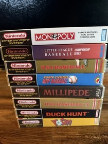 8 Lot NES Custom Game Cases Baseball Yoshi Millipede Duckhunt Monopoly