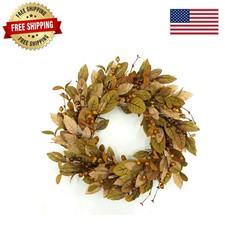Charming 20'' Brown Magnolia and Pomegranate Fall Wreath No Maintenance Needed