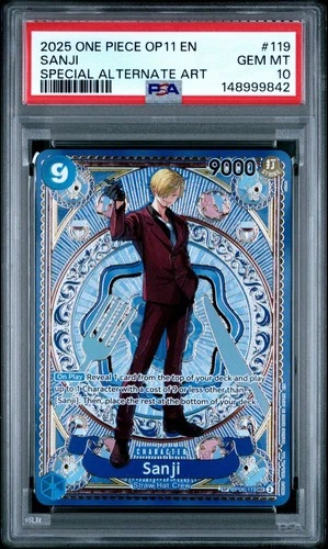2025 ONE PIECE OP06-119 OP11 A FIST OF DIVINE SPEED SANJI SPECIAL ALT ART PSA 10