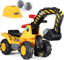 Toy Tractors for Kids Ride on Excavator - Sounds, Helmet  Rocks