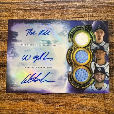 2019 Topps Triple Threads Snell Adames Meadows Amethyst Triple Relic Auto #03/27