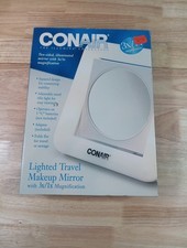 Vintage Conair Two Sided Illuminated Mirror 3x Magnification Lighted Travel New