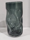 Vintage~Blenko Glass ~15-Ounce Tumbler~Crackle Pinched Dimple~Charcoal Gray