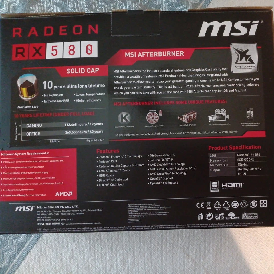 MSI Radeon RX580 8gb Graphics Card - Image 2 of 2