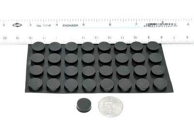 7/16'' x 3/16'' Black Silicone Rubber Feet Peel & Stick for Guitar Pedals 32 Pack
