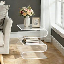 S-Shaped Side Table Creative Nightstand for Bedroom and Living Room Clear