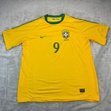 Nike Brazil World Cup Home Retro Jersey Ronaldo #9 Mens XL Yellow Green