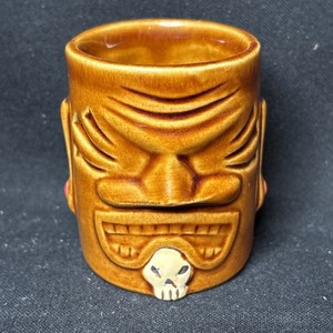 Rare 3" 2005 Doug Horne by Tiki Farm Brown Ceramic "GULP" Tiki Shot Glass