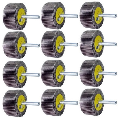 12 Pcs Flap Wheels Set - 40 60 80 120 Grits Aluminum Oxide