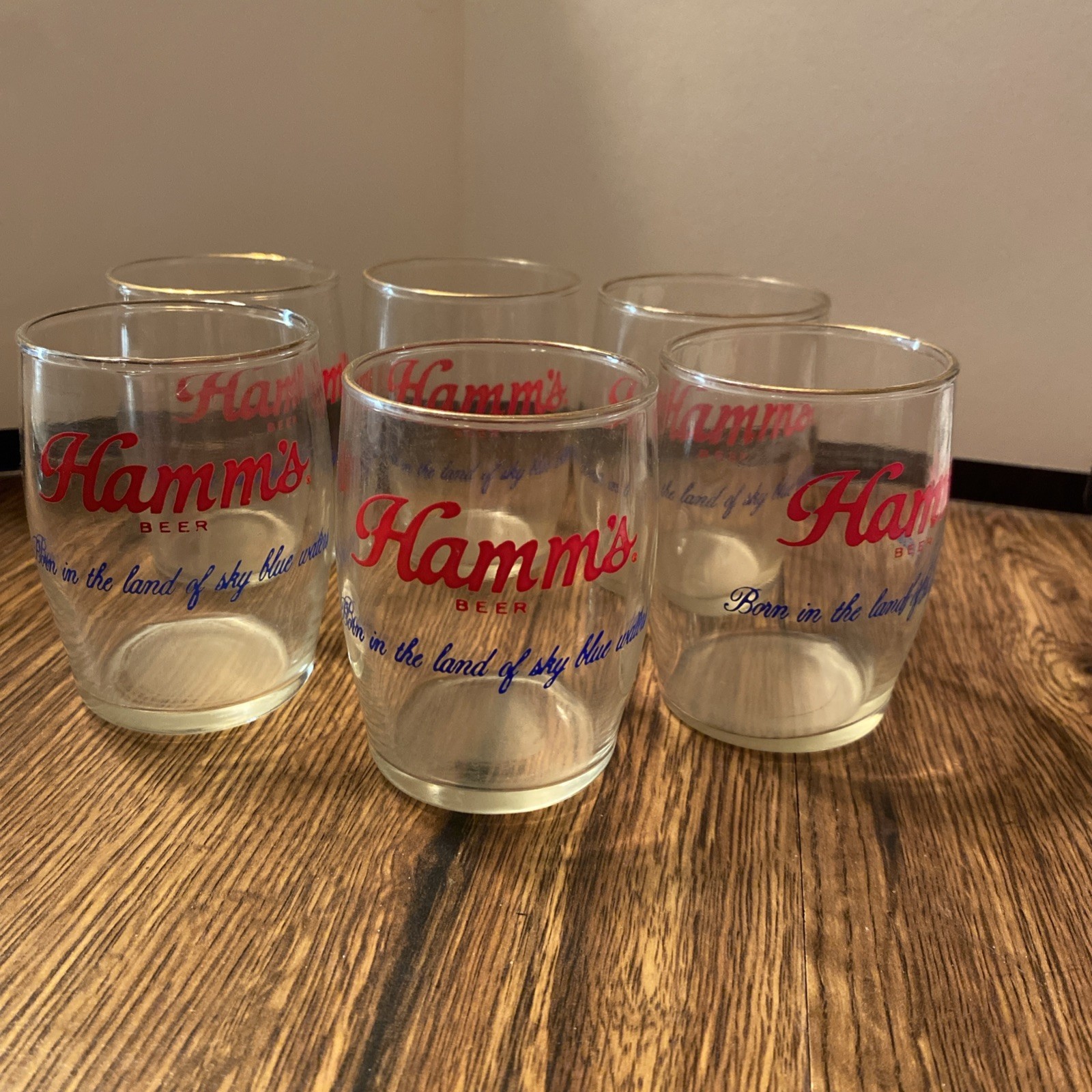 6 Rare Hamm’s Beer Of Sky Blue Water Glasses In Good Shape
