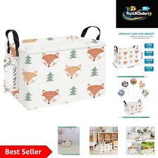 Cute Fox Patterned Foldable Storage Bins for Kids - Nursery  Laundry Hamper