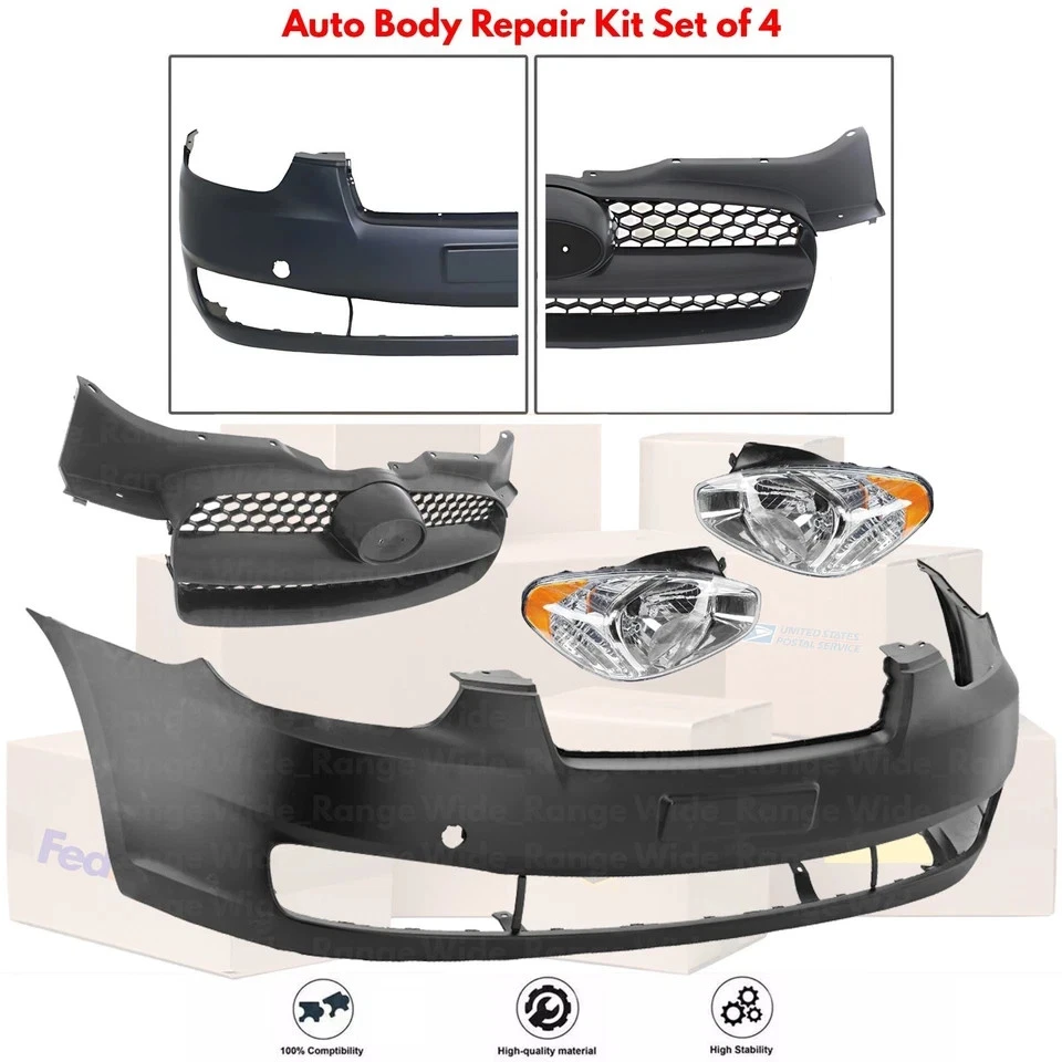 Kit de montaje de cubierta de parachoques delantero fascia y rejilla para Hyundai Accent 2006-2011 Foto 2 de 4