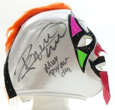 Psicosis Payaso y Mini Máscara Lucha Libre Firmada Certificado de Autenticidad Bas AAA WWE GCW Lucha Libre Auto'd