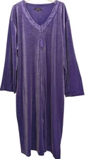 JUST LOVE Zip Front House Coat Robe PURPLE 1X Velvet Cozycore Loungewear Pockets