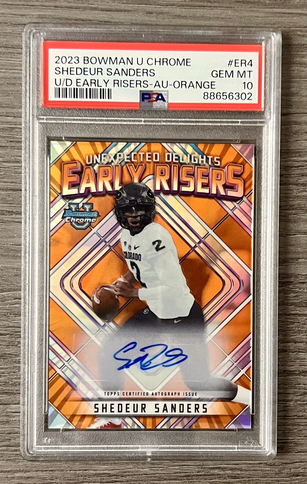 2023 Bowman U Chrome SHEDEUR SANDERS Early Risers Orange Auto 05/25 PSA 10