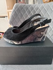 Clarks Women's Sandals, Size 3, NEW, NATURAL Suede, HEEL HEIGHT 8 CM!