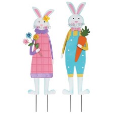 Easter Decorations Outdoor, Set of 2 Metal Bunny Decorative Garden Stakes for...