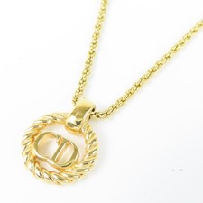 Christian Dior CD logo round vintage accessories Necklace Gold Plated 102338