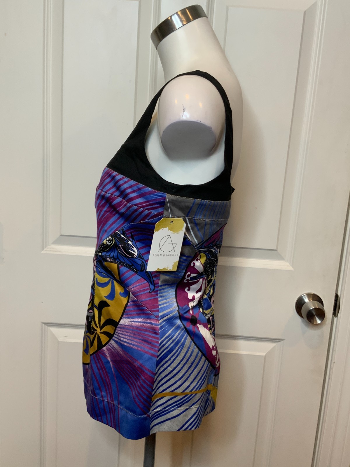 Just Cavalli Geometric Patchwork Gold Stitch Slee… - image 3