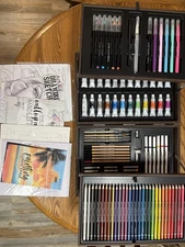Art 101 - 151-piece Set with Wood Case, Pencil, Pastel Art Fold out Complete 