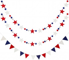 3 Pack 4Th of July Garland 6 Ft Felt Patriotic Star Garland 250Th Anniversary De