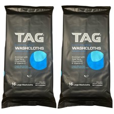 Lot of 2 Tag Disposable Washcloths Alcohol-Free 16 Pack 12x8  Moisturizing