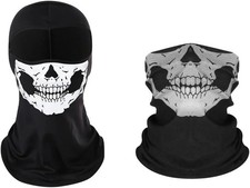 2Pcs Skull Balaclava Ghost Mask, Motorcycle Balaclavas for Men, Neck Gaiter for