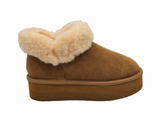 Bearpaw Dreya Platform Slippers Boots Women 6 Hickory Brown Suede 3245W