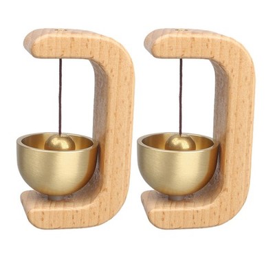  2pcs Door Chime for Entrance - Brass Doorbell Wooden Shopkeepers Bell for Door