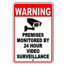 Warning Premises Monitored By 24 Hour Video Surveillance Sign / Decal  Cctv