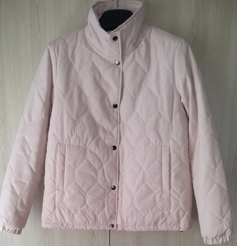 Quilted Jacket Light Pink Pastel Blush Lightweight Puffer BomberStand Collar S