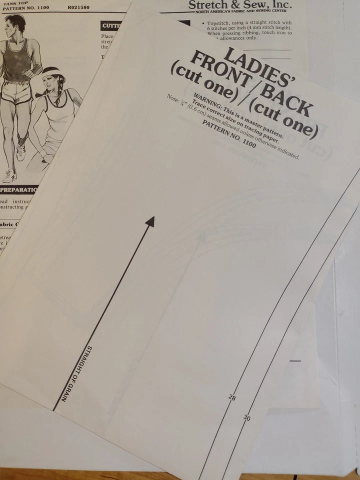 Stretch & Sew 1100 Tank Top Sewing Pattern Ladies Mens 28 - 46 UC Knit Active - Image 4 of 4