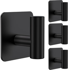 4 Pack Large Heavy Duty Wall Hooks - 26lb Max, Stainless Steel Adhesive Towel Ho