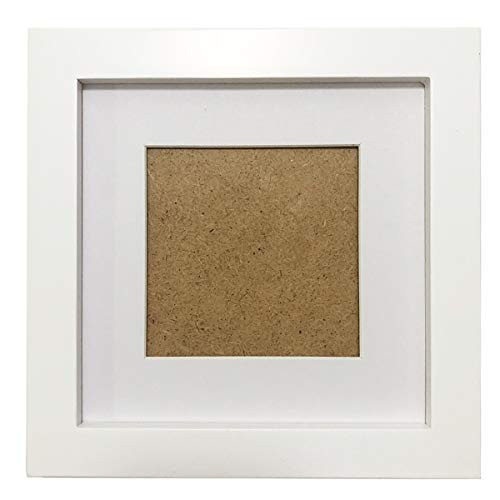 White 6x6 Solid Wood Picture Frame with 3.5x3.5 Mat for Front Display-image