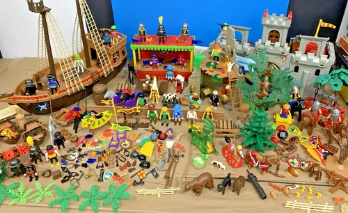 Huge Vintage Retired Mixed Medieval Pirate Ship Lot Playmobil Unimax Britains