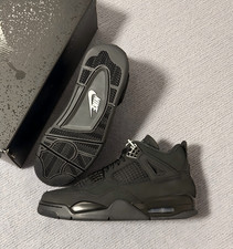 US Size Jordan 4 Retro Black Cat Men's Black Basketball Shoes Mid-Top 2025