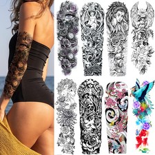 8 Sheets Full Arm Termporary Tattoos Large Fake Tattoo Stickers for Men Women