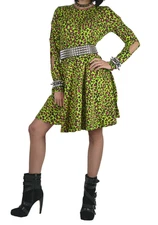 JAWBREAKER PUNK ROCK SEXY 80 NEON LIME LEOPARD CUTOUT SKATER GREEN DRESS DRA2442