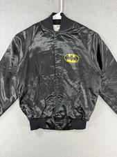 Vintage Rare! Chalk Line Black Batman DC Comics Satin Bomber Jacket 10/12 Youth