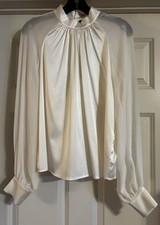 $285 Generation Love Revolve Quiet Luxury Silk Bethany Sheer Button Cuff Size S